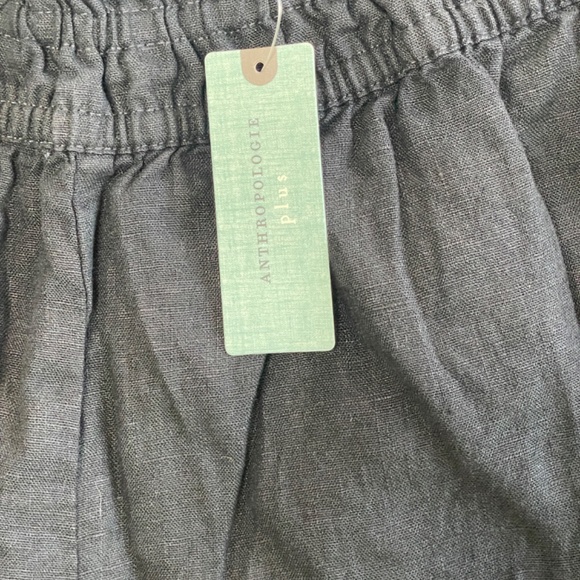 Anthropologie Charcoal Pull-On Wide‑Leg Linen Blend Pants - Plus Size 1X - Picture 3 of 5